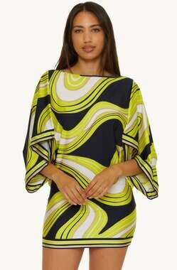 Trina Turk Luminary Tunic Yellow/Green Multi,XS,NWT